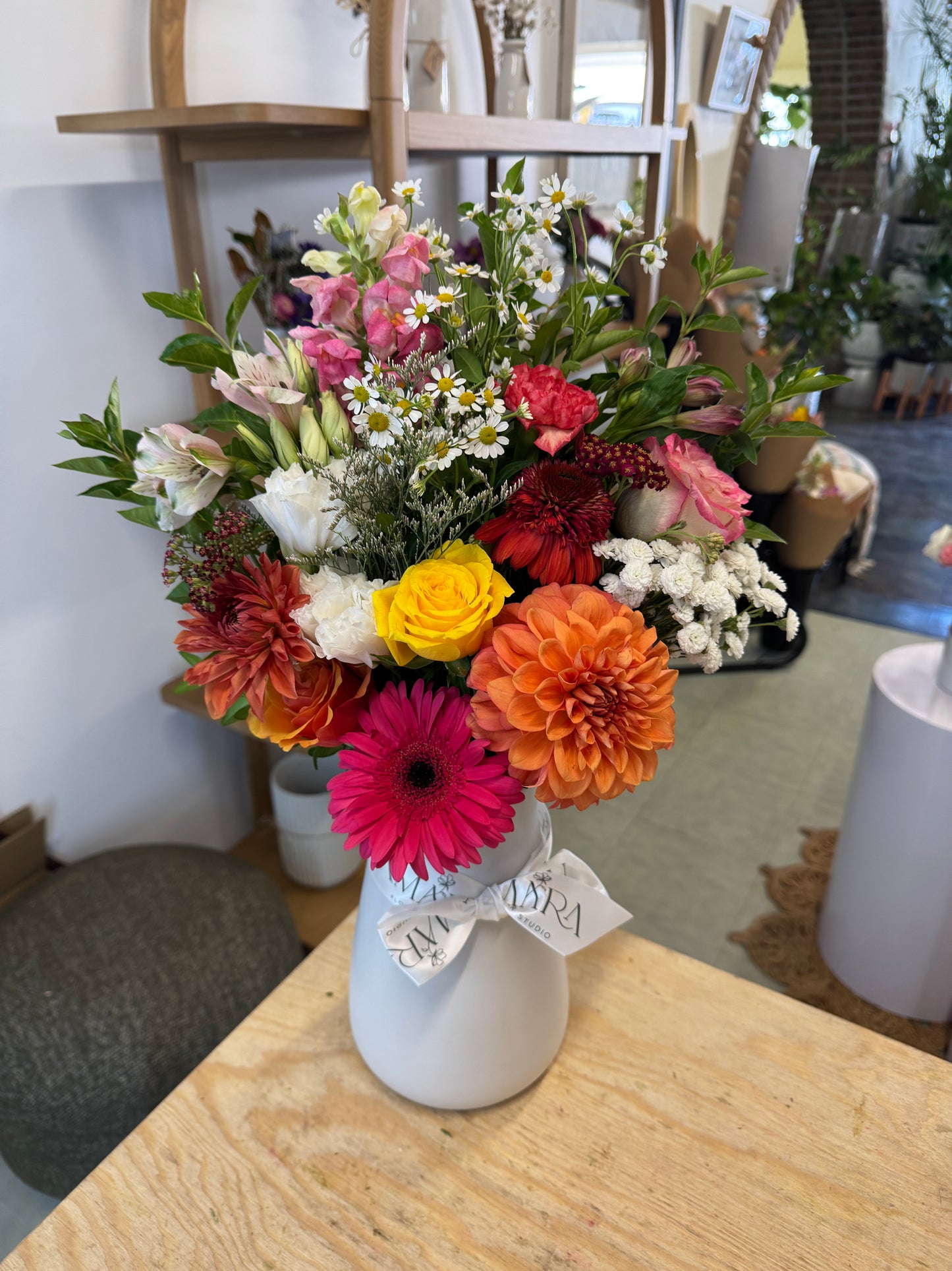 vibrant vase arrangement