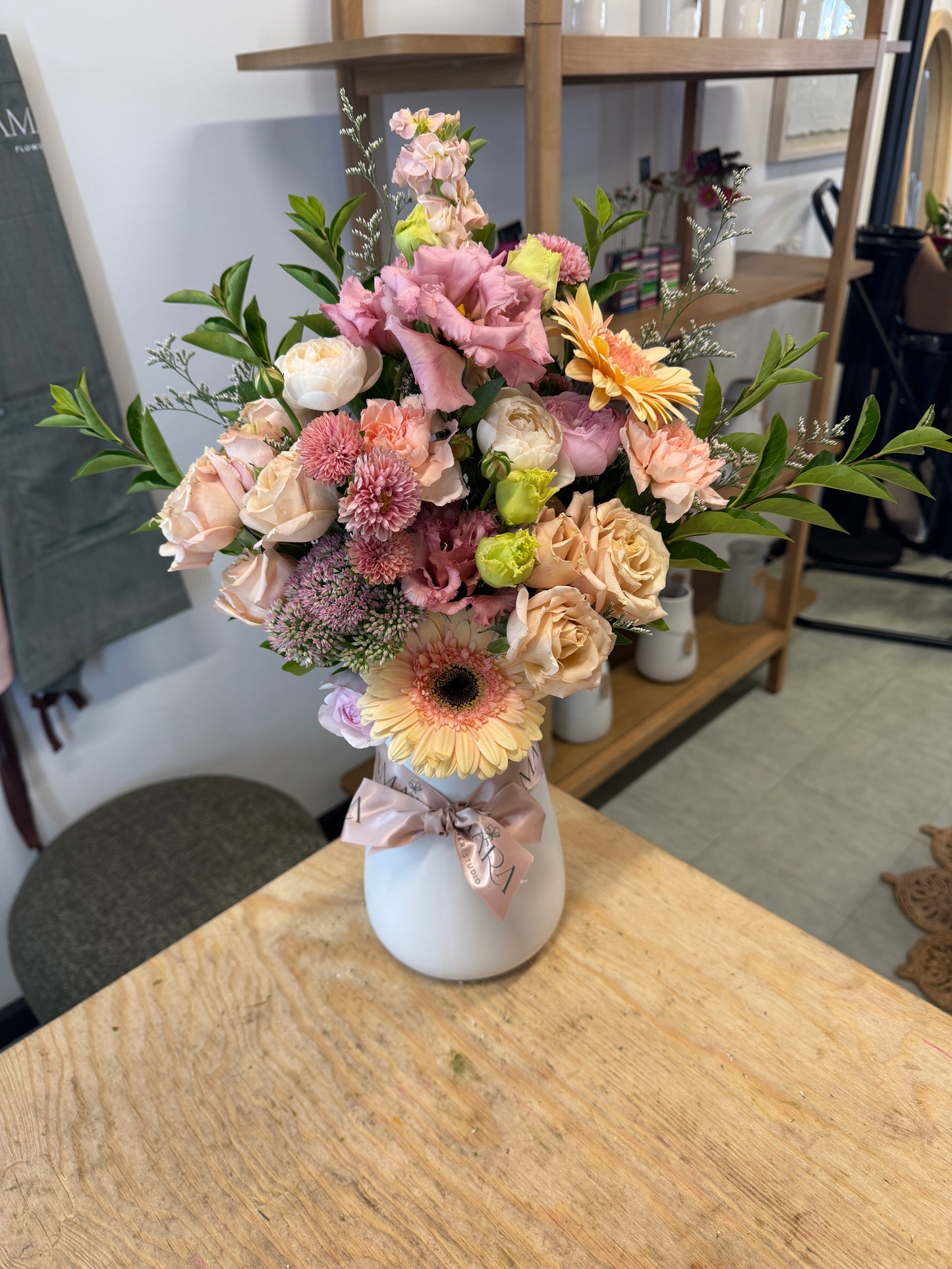pastel vase arrangement