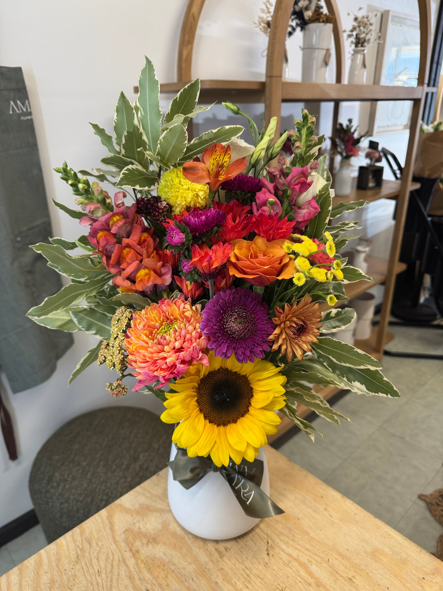 vibrant vase arrangement