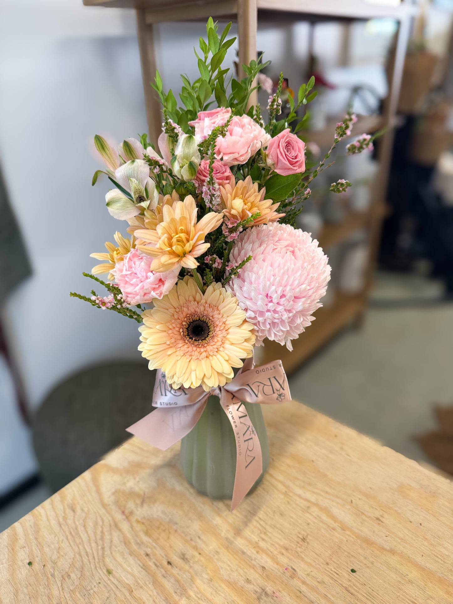 pastel vase arrangement