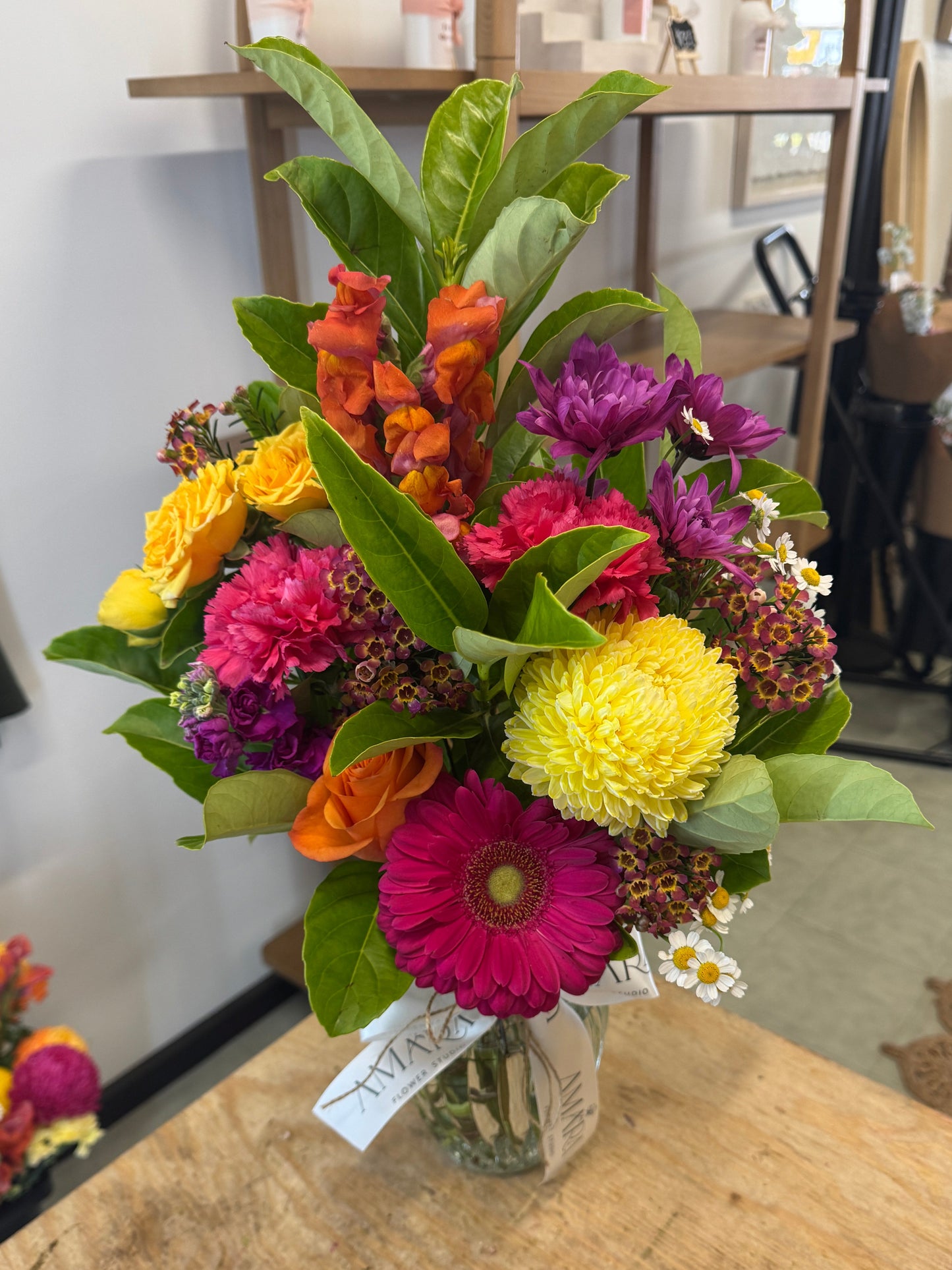vibrant vase arrangement