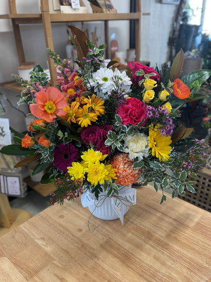 vibrant vase arrangement