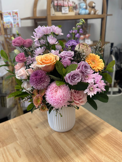 classic pastel vase arrangement