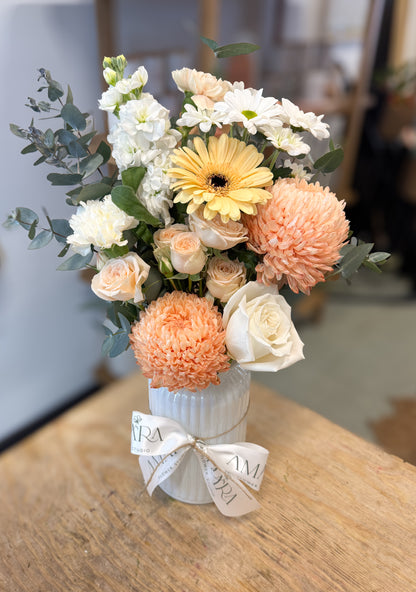 neutral vase arrangement