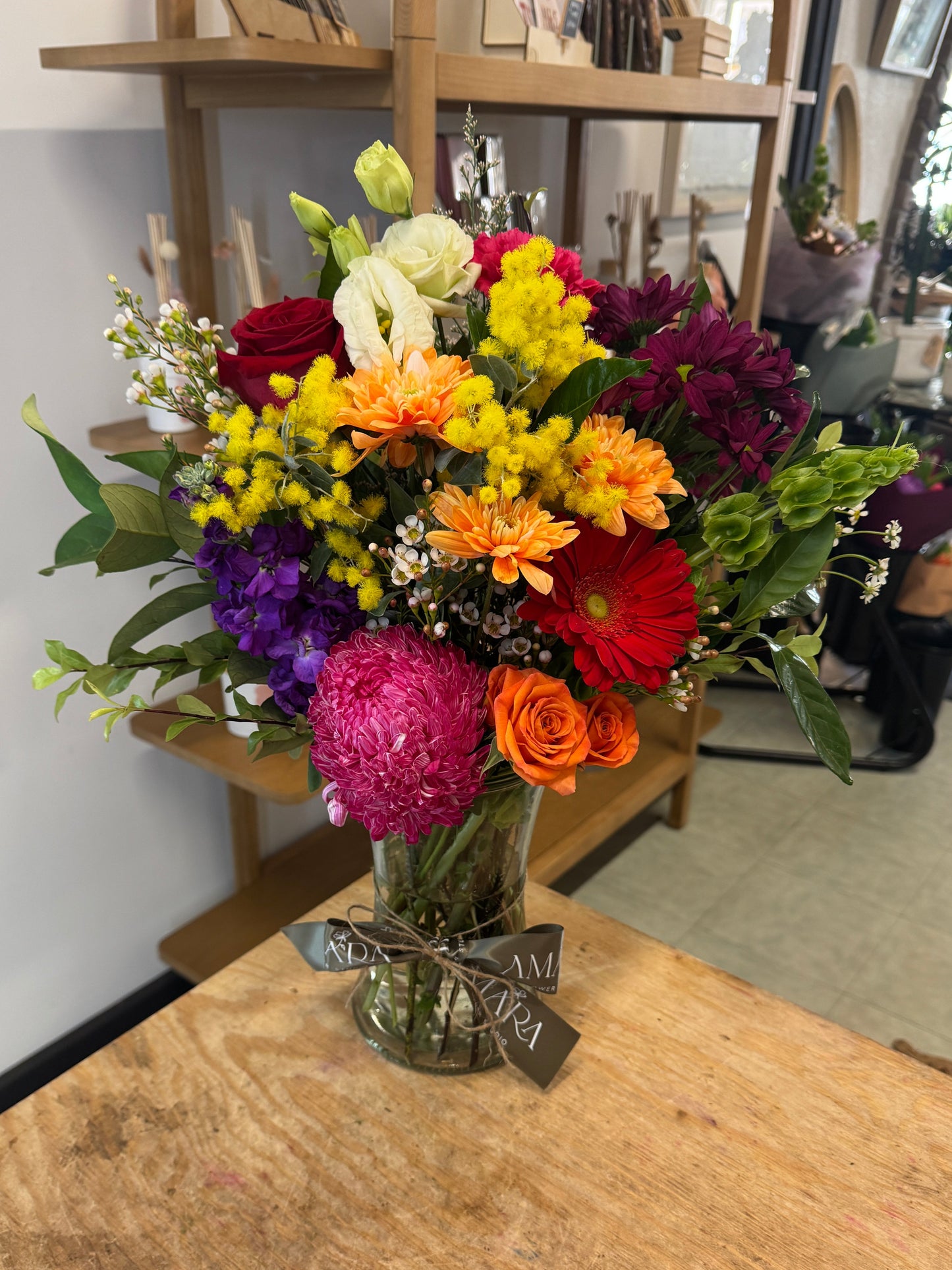 vibrant vase arrangement