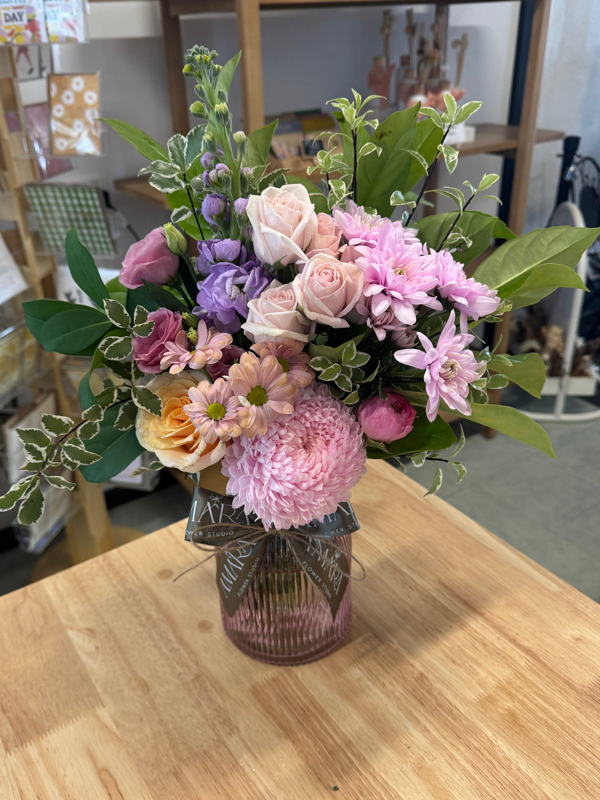 classic pastel vase arrangement