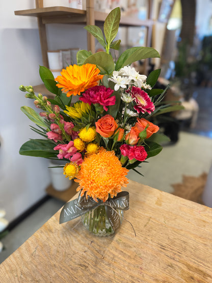 vibrant vase arrangement
