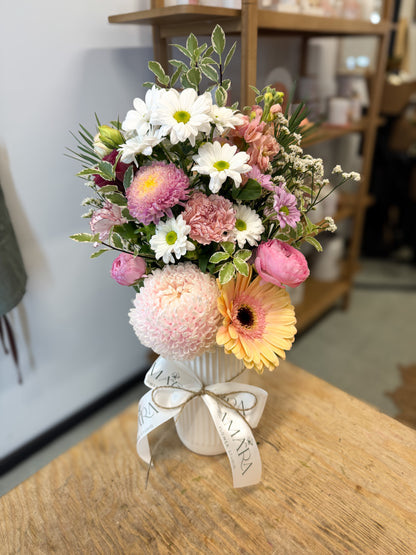 pastel vase arrangement