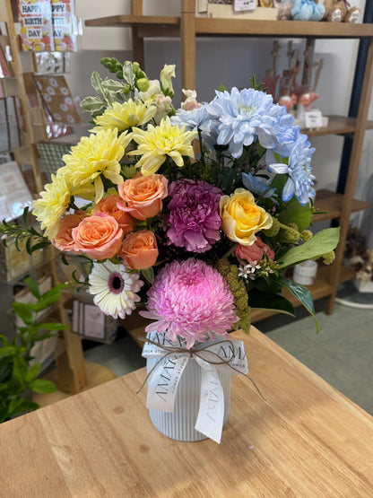 spring pastel vase arrangement
