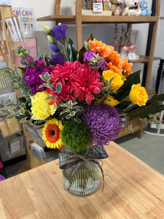 vibrant vase arrangement