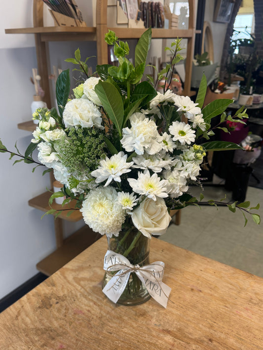 neutral vase arrangement