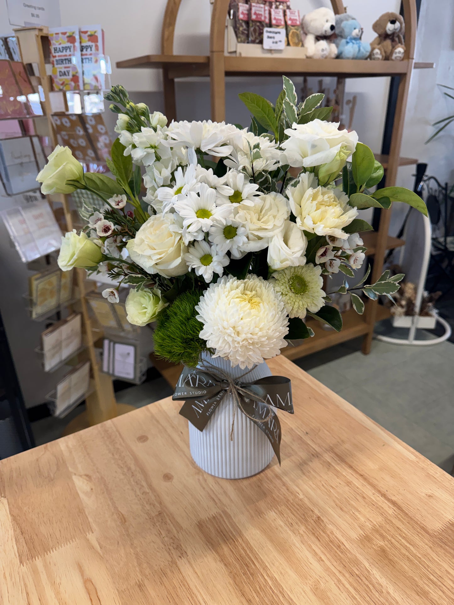 neutral vase arrangement