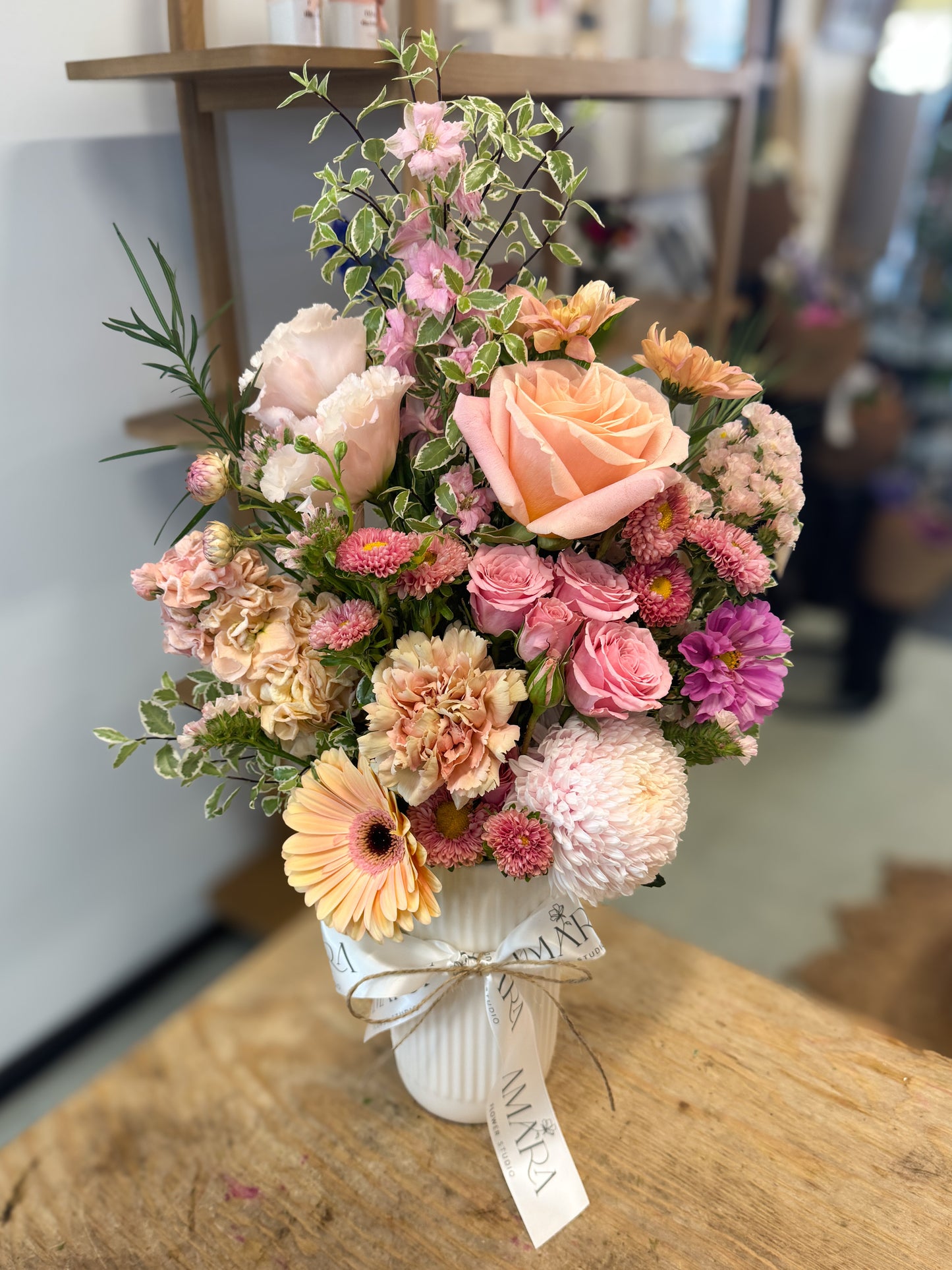 pastel vase arrangement
