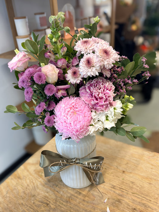 pastel vase arrangement