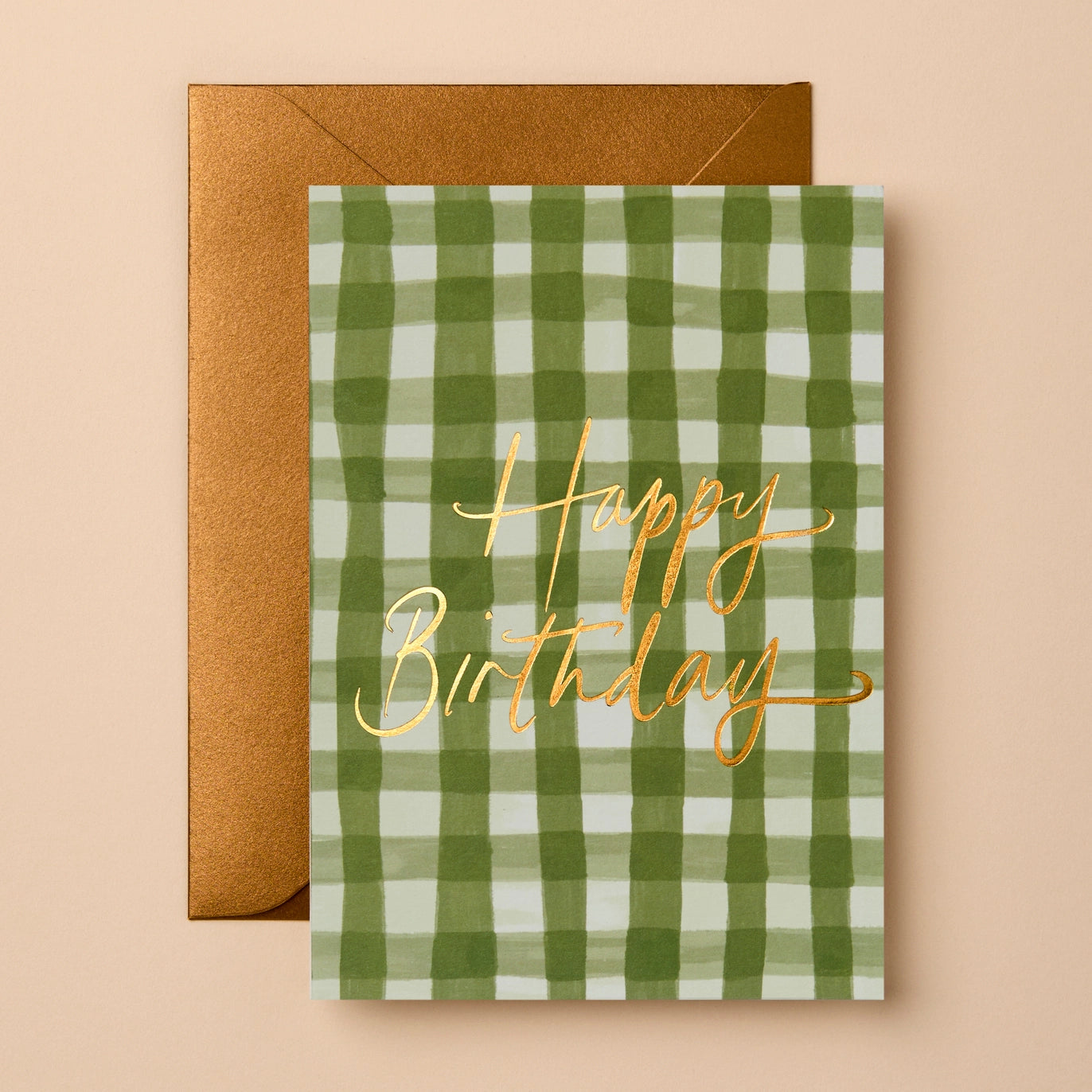 gingham birthday with gold foil