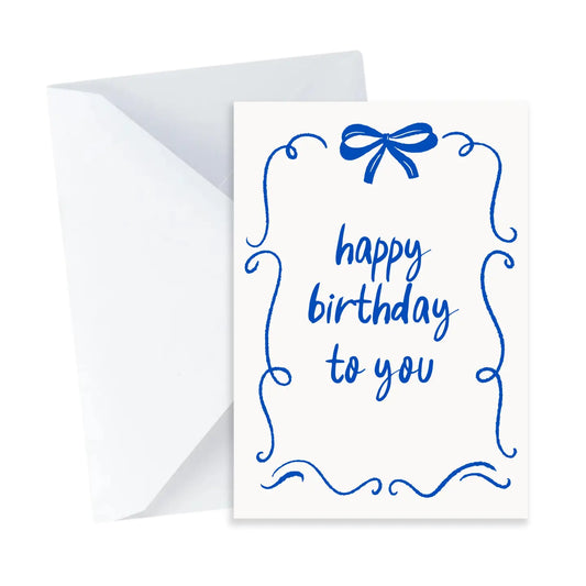 Blue Bow Birthday Card