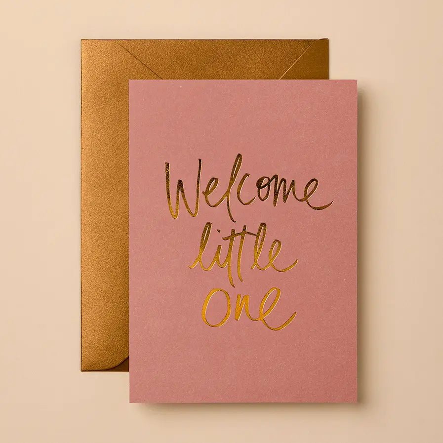 welcome little one with gold foil