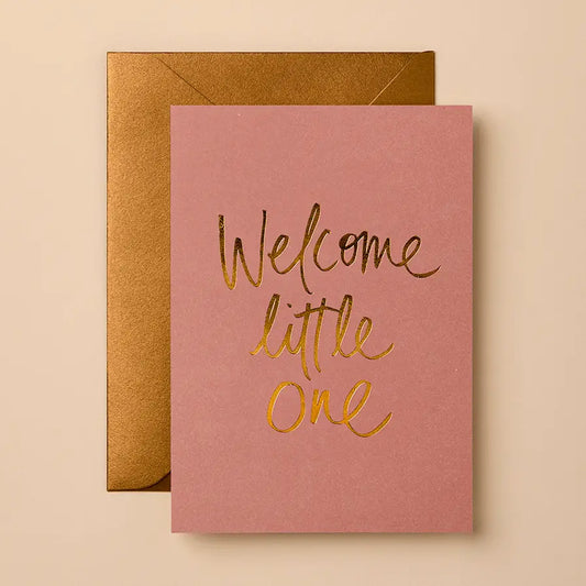 welcome little one with gold foil